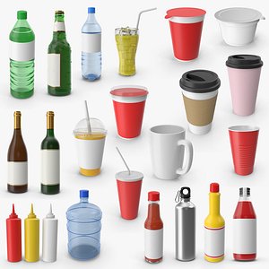 Drink Bottles And Cups Collection 3D