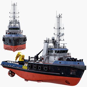 Rigged Tugboat ASD Vessel PBR 3D