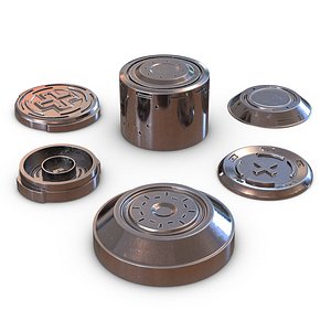 Industrial Anodized End Caps 3D Models Set