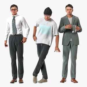 Rigged Modular Character - Asian Man 3D model - MY2 - Blender UE5 C4D 3D