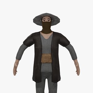 Low-poly Ninja Peasant 3D model