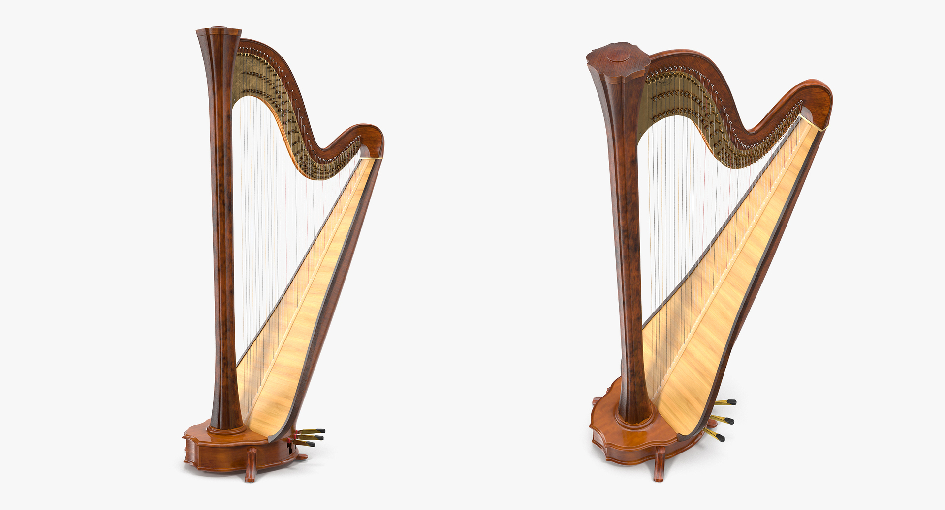 3D Pedal Harp Instrument TurboSquid 1359940