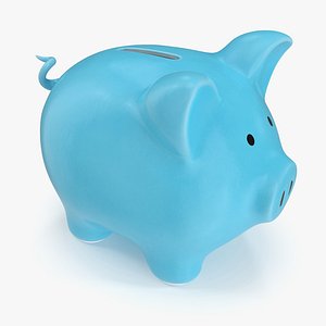 3D Piggy Bank Blue