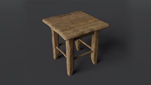 Stool wooden 3D model