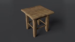 Stool wooden 3D model