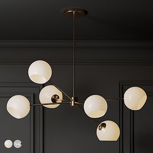 Staggeret Glass 6 Light Chandelier Milk and Clear