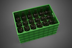 GREEN BOTTLE CARRIER PLASTIC CRATE BOX CONTAINER STORAGE TRAY model