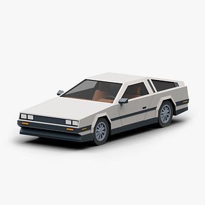 3D Stylized Cartoon Sport Coupe Car 80s