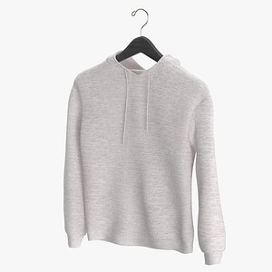 Hooded Sweatshirt Hanging Male No Pocket Blank White and Branded Heather 3D model