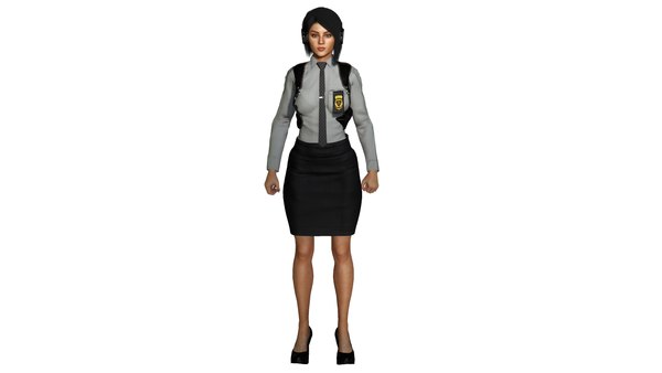 AAA 3D POLICE WOMAN BADGE -REALISTIC RIGGED GAME READY CHARACTER 3D model