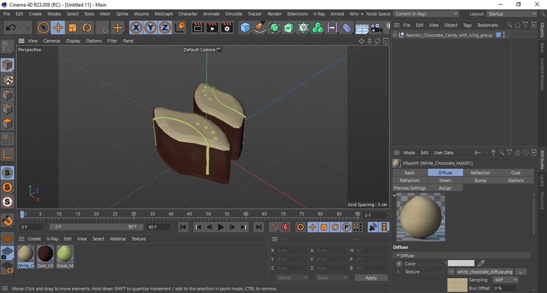 3D Realistic Chocolate Candy With Icing Model - TurboSquid 2309912