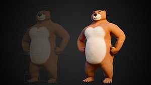 3D model Stylized Biped Bear - Rigged 3D Character 4 Skins