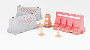 Lowpoly Collection Traffic Barrier 3D model
