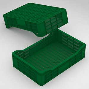 plastic crate 60x40x15cm fruits 3D model