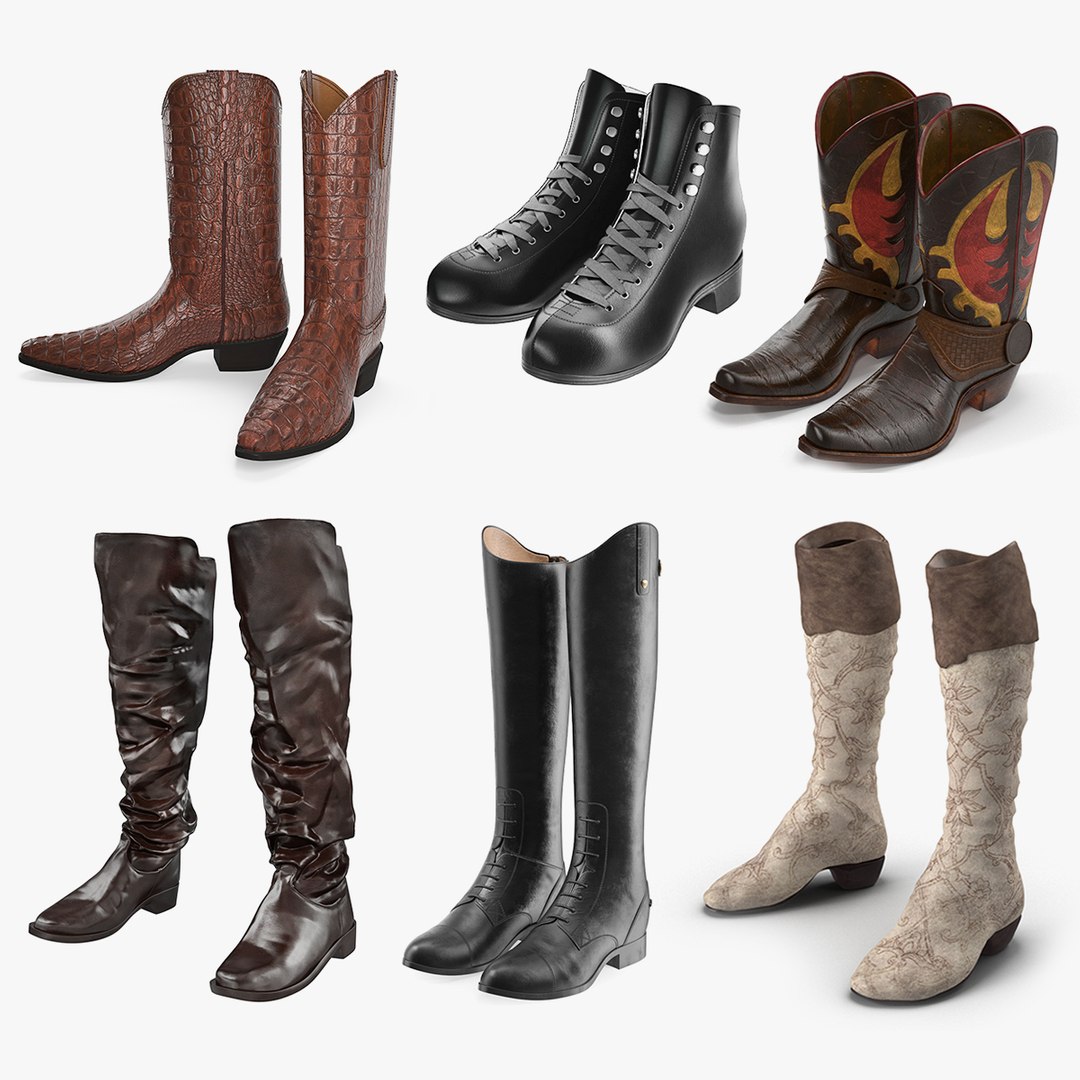 High Boots Collection 4 3D model preview