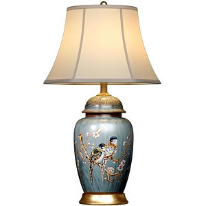 3D model Zedaro Sakura and Birds Ceramic Ginger Jar Nightstand Table Lamp 3D model