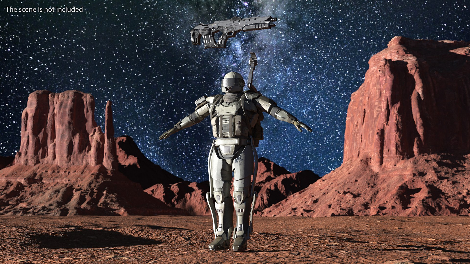 Futuristic Soldier Rigged 3D model for industrial visualization, technical presentation, simulation, product rendering, and animation