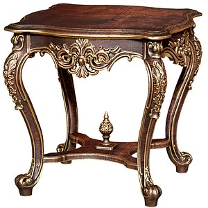 Wooden classic carved gilded side coffee Dining table console 3D model
