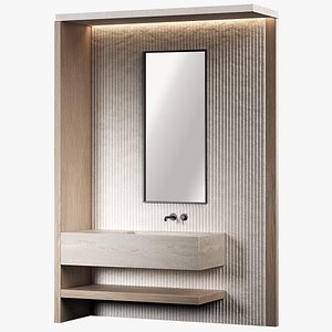 Bathroom furniture set 10 Stone sink Striped ribbed stone wall