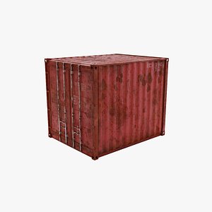 3D model 10Ft Cargo Container - Red - Rusted