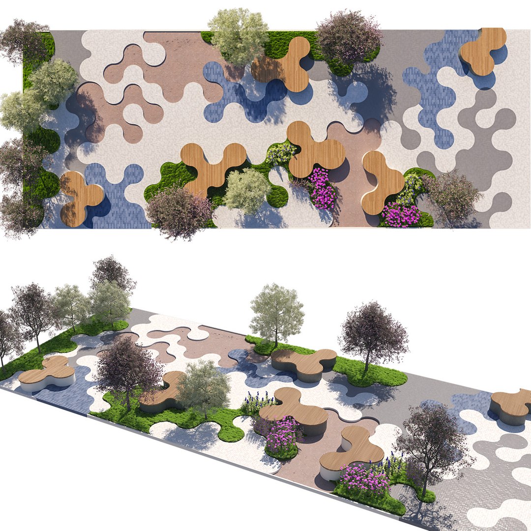 Fluid Pattern Paving Park 3D Asset 3D Model - TurboSquid 2552318