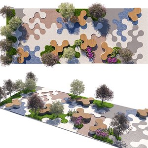 Fluid Pattern Paving park 3D Asset 3D model