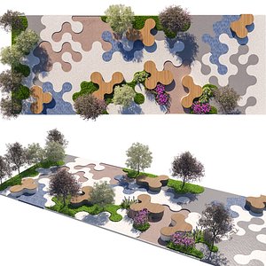 Fluid Pattern Paving park 3D Asset
