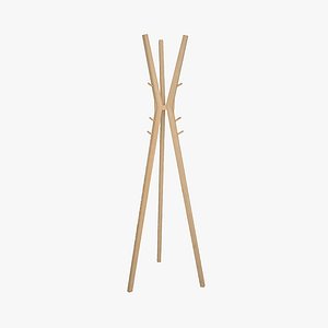 wooden coat stand 3D model