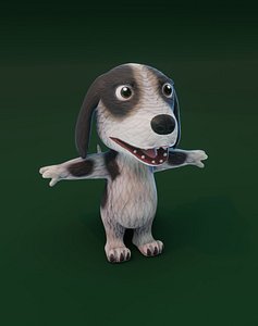 3D Cartoon Hound Dog Animated 3D Model