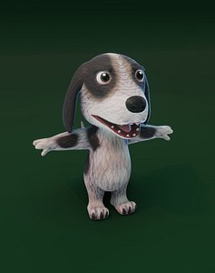 Cartoon Hound Dog Animated 3D Model