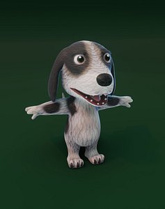 Cartoon Hound Dog Animated 3D Model