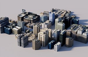 Modern City Skyscraper and Urban Building Mega Collection 3D model