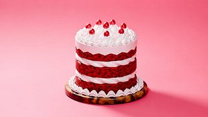3D Red Velvet Strawberry Cake
