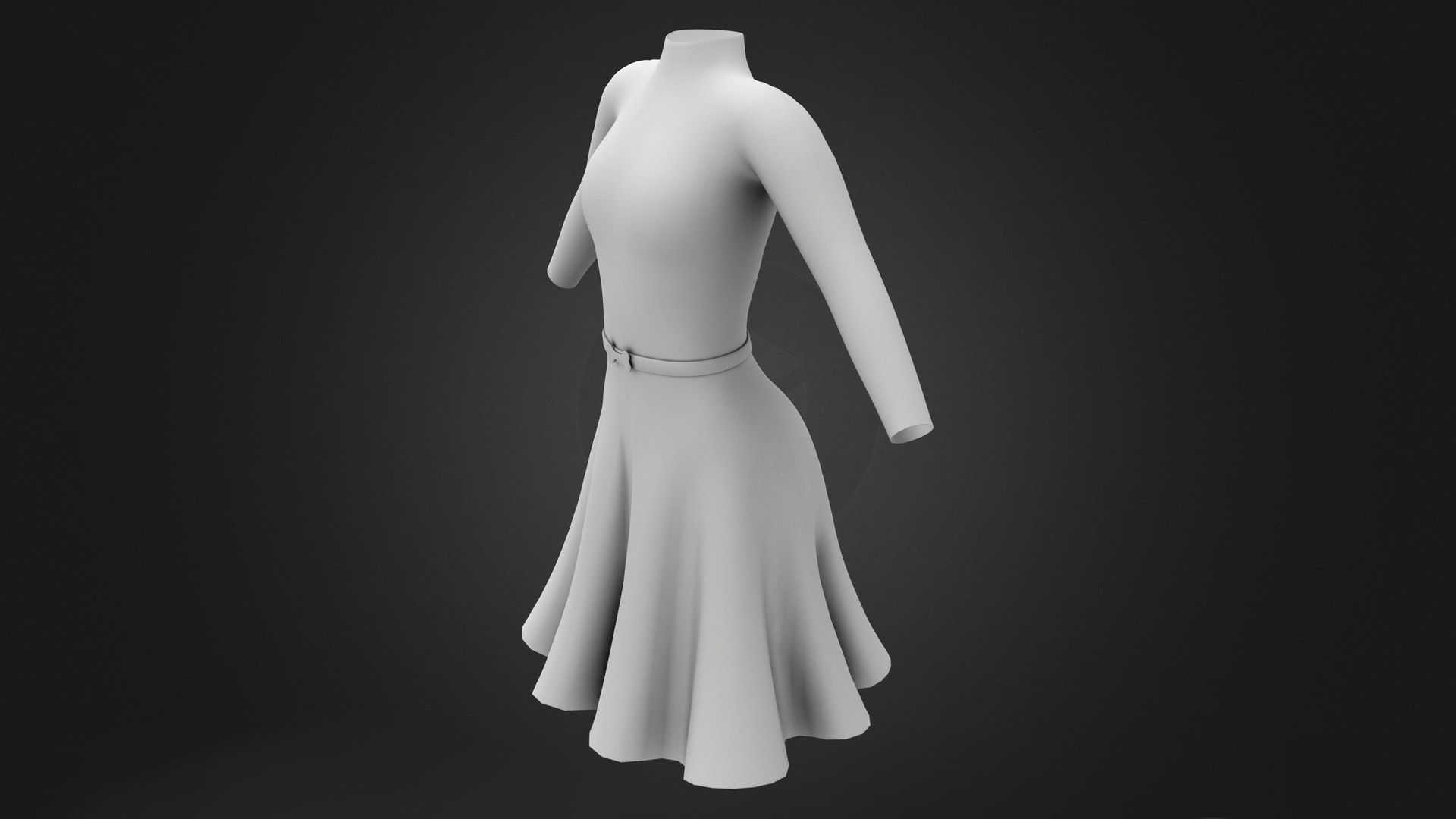 Turtle Neck Over Knee Flaring Skirt Outfit 3D model - TurboSquid 1865568