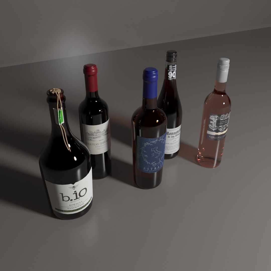 Wine bottles model https://p.turbosquid.com/ts-thumb/ne/lqXwPY/Bn/winebottles5/jpg/1648824297/1920x1080/fit_q87/315b28ce86f31447568f03f7bc5dcfb1151d22fd/winebottles5.jpg