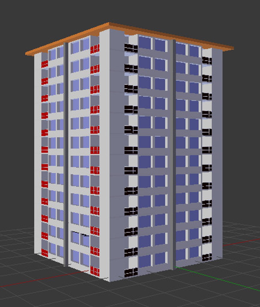 White Residential Building 3d Dxf