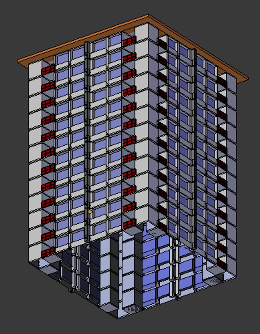 White Residential Building 3d Dxf