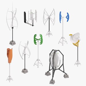 Vertical  Helical Axis Wind Turbine PBR Collection VAWT 3D