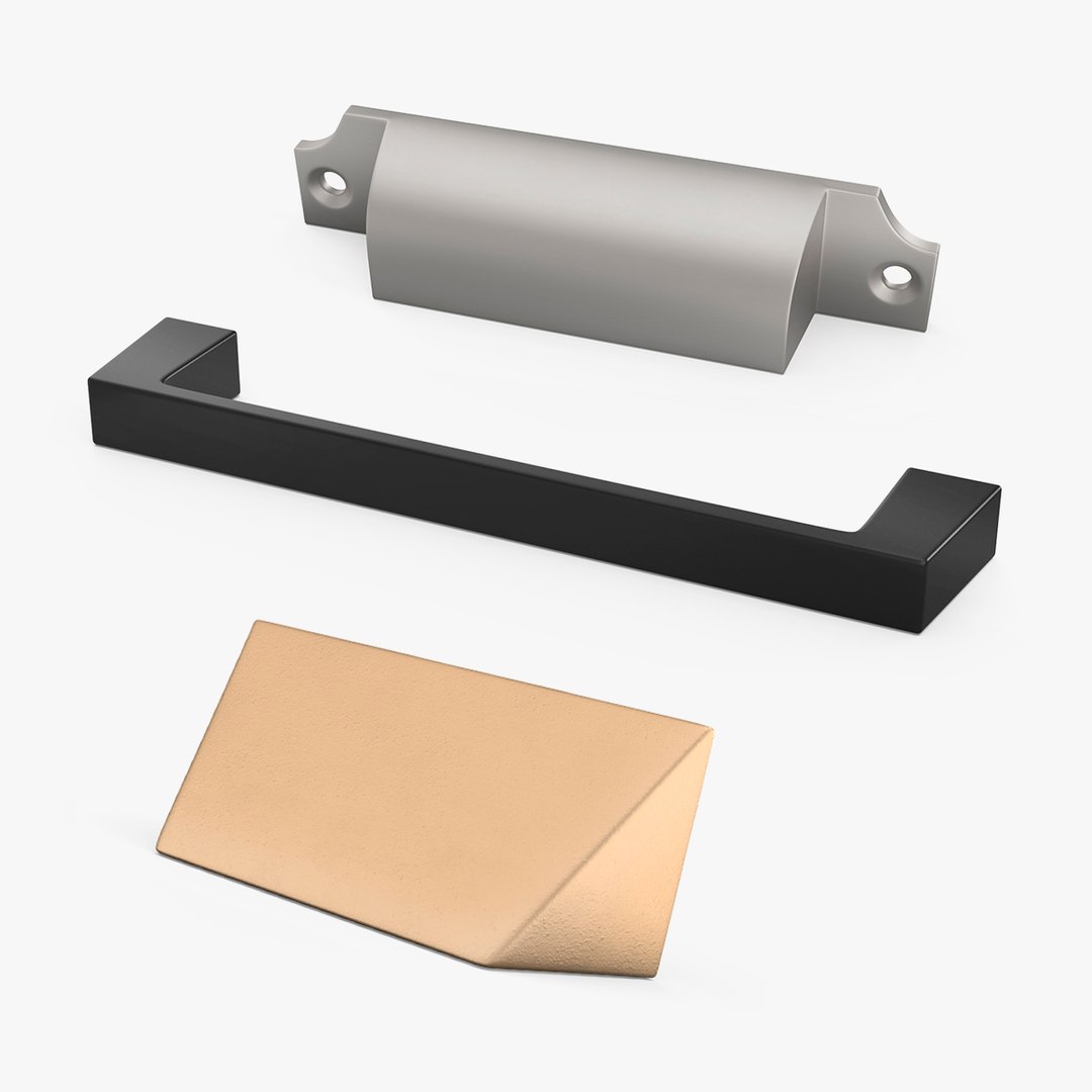 Kitchen Cabinet Handles Collection 3 3D model preview