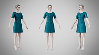 Dress 37 Teal Velvet With Design