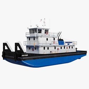 3D model Push Boat Ship Blue