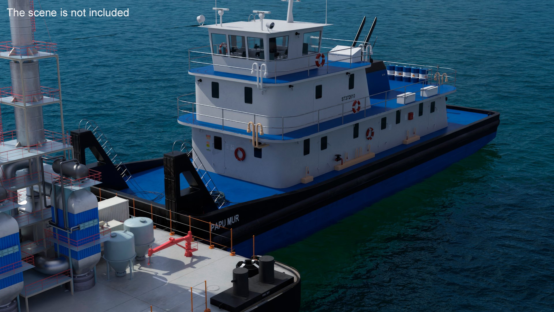 3D Model Push Boat Ship Blue - TurboSquid 2366199