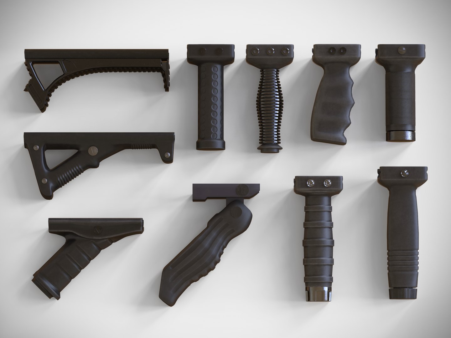 Foregrip Attachments Pack - Vertical - Angled - Folding – Grip - PBR - 4K  Textures 3D Model - TurboSquid 1736303