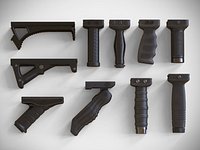 Foregrip Attachments Pack - Vertical - Angled - Folding – Grip - PBR - 4K Textures