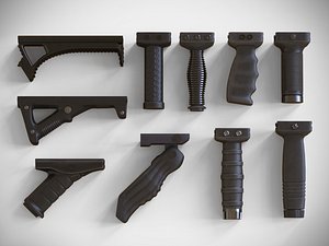 Foregrip Attachments Pack - Vertical - Angled - Folding – Grip - PBR - 4K Textures