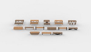 Warehouse Benches set 3D model model
