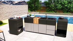modern outdoor kitchen furniture 3dmodel Low-poly