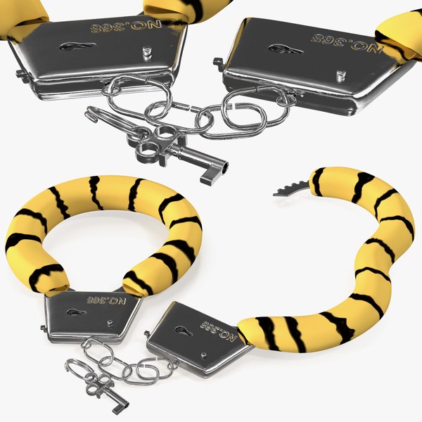 3D unfastened steel tiger handcuffs model