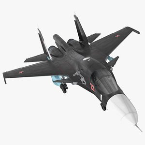 Su 34 Aircraft with X-31PM Supersonic Missile 3D model