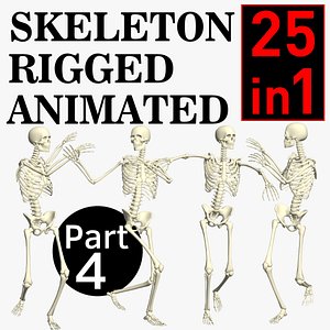 3D Skeleton Rigged 3D Animations Set 4 - 25 in 1 model